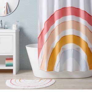 Rainbow Shower Curtain and Matching Rug